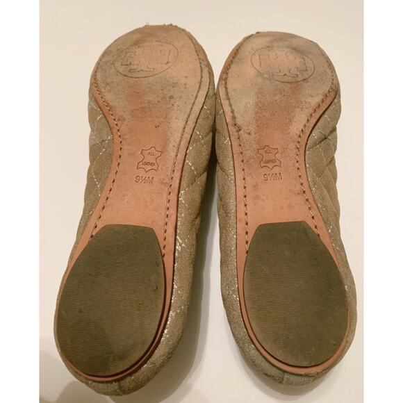 TORY BURCH Gold Quilted Ballerina Flats Gold - Picture 8 of 9